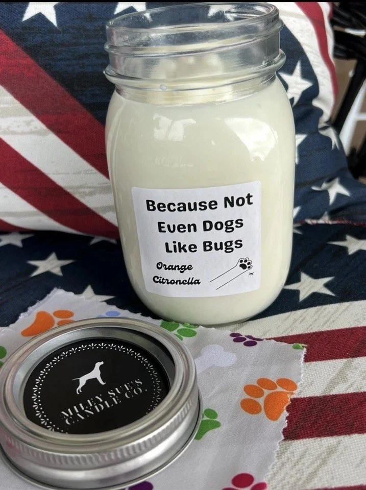 Soy Dog Candle Dogs Orange Citronella Scent 16oz Glass Jar Outdoor Repels Bugs - Image 2 of 4