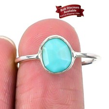 Natural Smithsonite Statement Mother Engagement Ring Size 9.5 925 Solid Silver