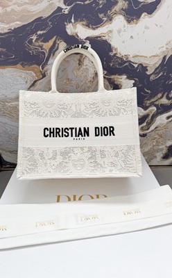 Christian Dior Embroidered 3D Macrame D-Lace Sun Medium Book Tote