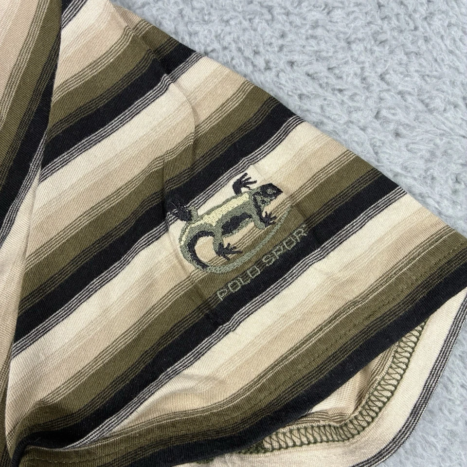 Camiseta Polo Deportiva De Colección Para Hombre XL Verde Rayas L Logo Bordado Deportista Foto 3 de 4