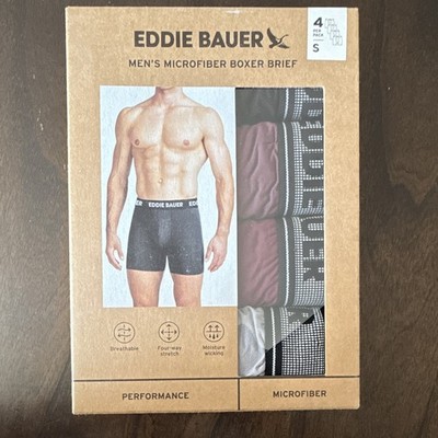 Eddie Bauer ~ 4-Pack Mens Boxer Brief Underwear Polyester Blend ~ S (28-30)