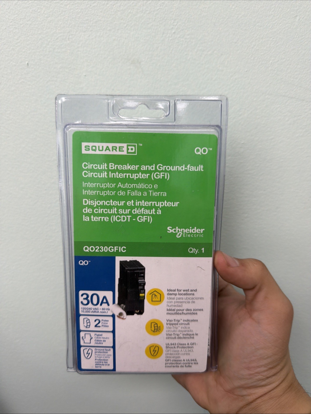 Square D QO 30A 2-Pole GFCI Circuit Breaker (QO230GFIC)