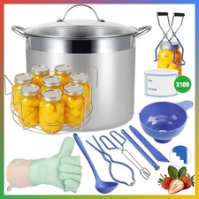 27.5 Quart Stainless Steel Canning Pot Blue Water Bath Canner With Rack Lid