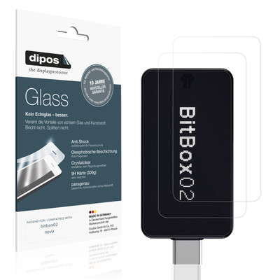 2x Schutzfolie für bitbox02 nova - Anti-Shock 9H Folie dipos Glass