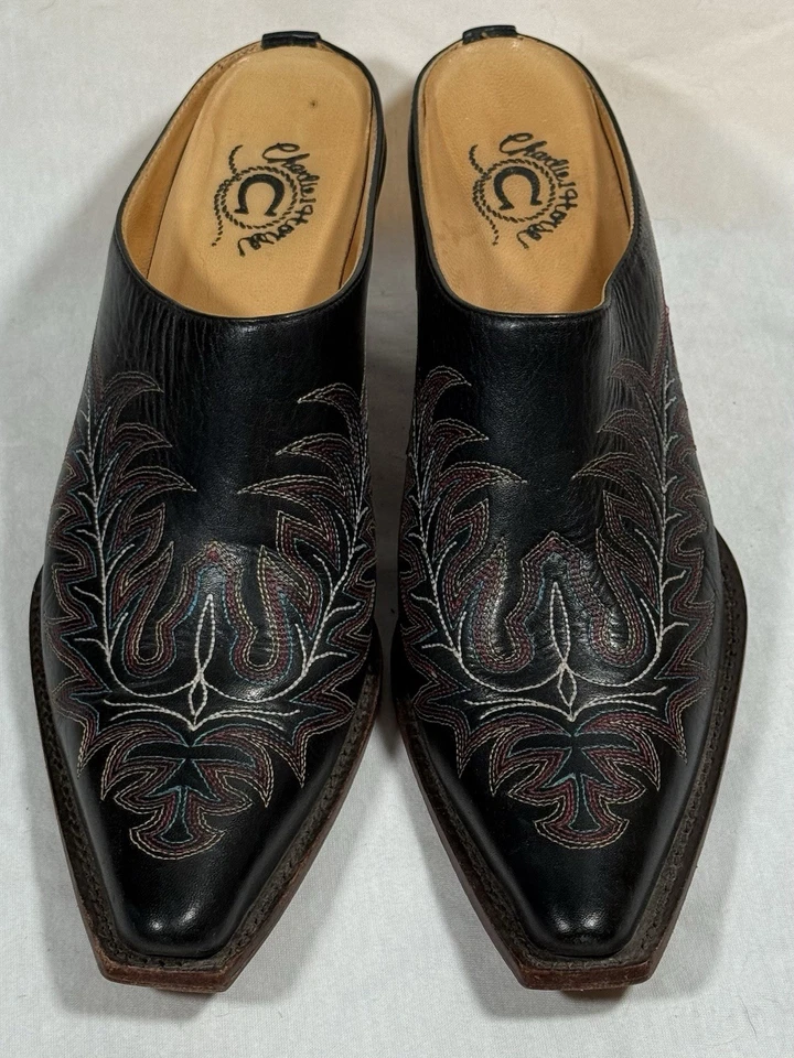 Charlie 1 Caballo Mayela Tobogán Por Lucchese, Detalle Bordado Western Negro 8.5 Foto 2 de 4