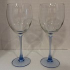2 Cristal d’Arques Durand AZUR Light Blue Crystal Wine Glasses Goblets 12 oz — photo 1