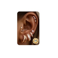 ADRAMATA Hypoallergenic Gold Hoop Earrings Stack for Women - 7Pairs