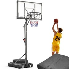 Basketball Hoop 44" Backboard 5.25-10FT Height Adjustable