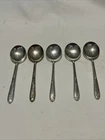5 Lunt Sterling Silver Soup Spoons Sweetheart Rose Pattern
