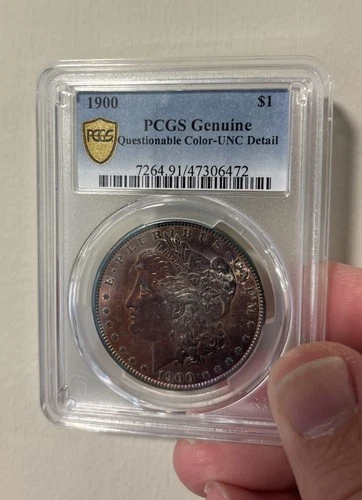 1900 Morgan Silver Dollar PCGS Genuine - Color UNC Detail Great Toner