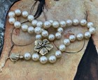 14K Diamond Clasp Akoya Perfectly Matched Pearl Necklace 8.5mm — photo 6