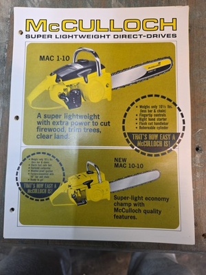 #ad Mcculloch Super Lightweight Direct Drives Mac 1 10 10 10 2 10 3 10E 2 10G Mac 15 $20.00