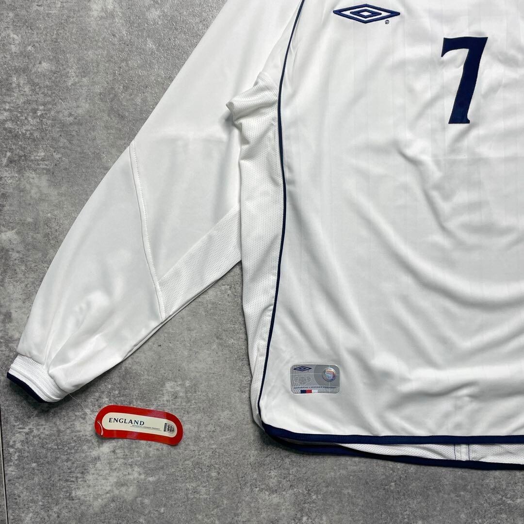 【正規品 01-03 England Home L/S Beckham #7】 Beckham England 01-03 Home Jersey #7 BNWT L/S Umbro M Size