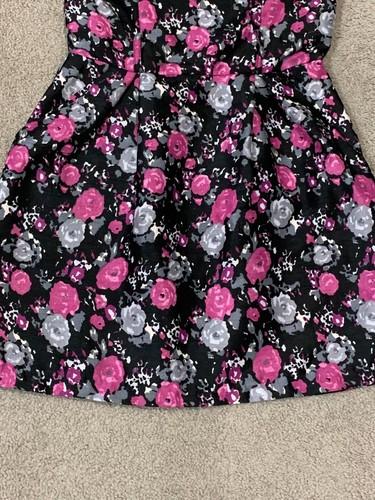 Charlotte Russe Dress Womens Small Strapless Black Purple Floral Pockets Cute! - Picture 5 of 18