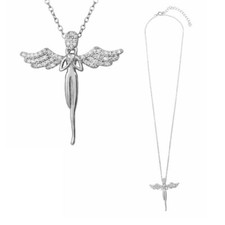Sterling Silver Necklace w/ CZ Stones Angel Pendant