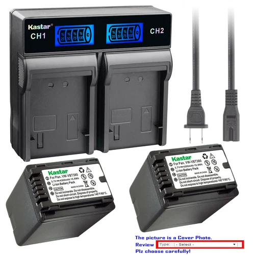 Kastar Battery LCD Rapid Charger for Panasonic VW-VBT380 HC-V720 V770 VX980 WX97