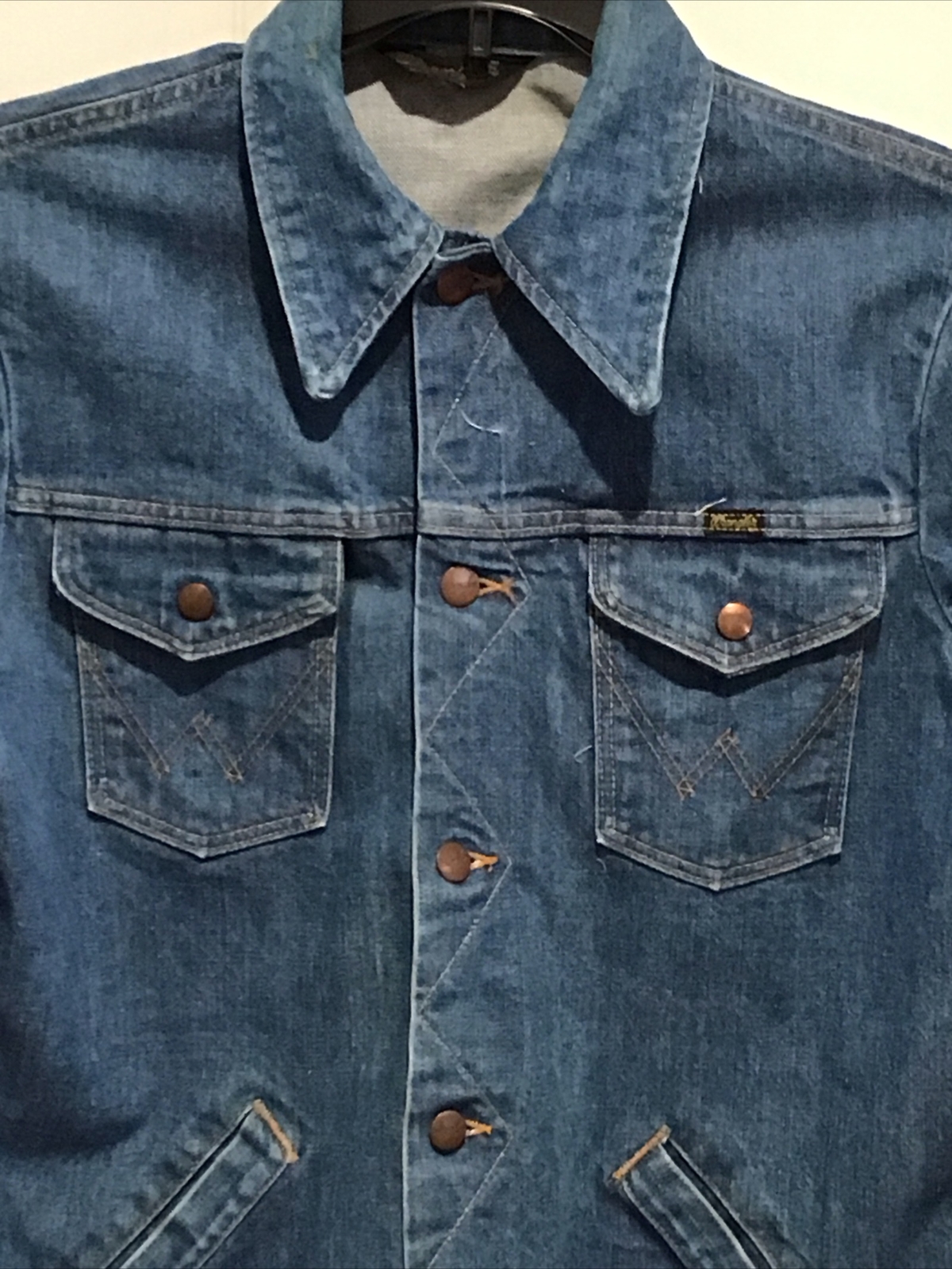 Vintage Wrangler No Fault Denim Jacket Size 40 Split Tail Hem Made in USA Rare image 2