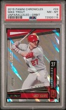 2019 PANINI CHRONICLES UNPARALLELED #8 MIKE TROUT ORBIT SSP/10 POP 1 ONE^ PSA 8