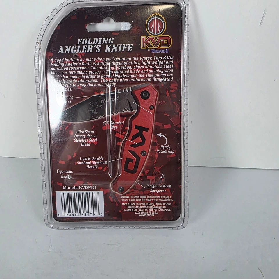 Mustad KVD Angler's Folding Knife Pocket Clip - Image 2 of 3