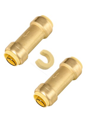 2 PACK EFIELD 1-INCH  PUSH FIT CHECK VALVE BRASS FITTINGS & Clip, LEAD FREE