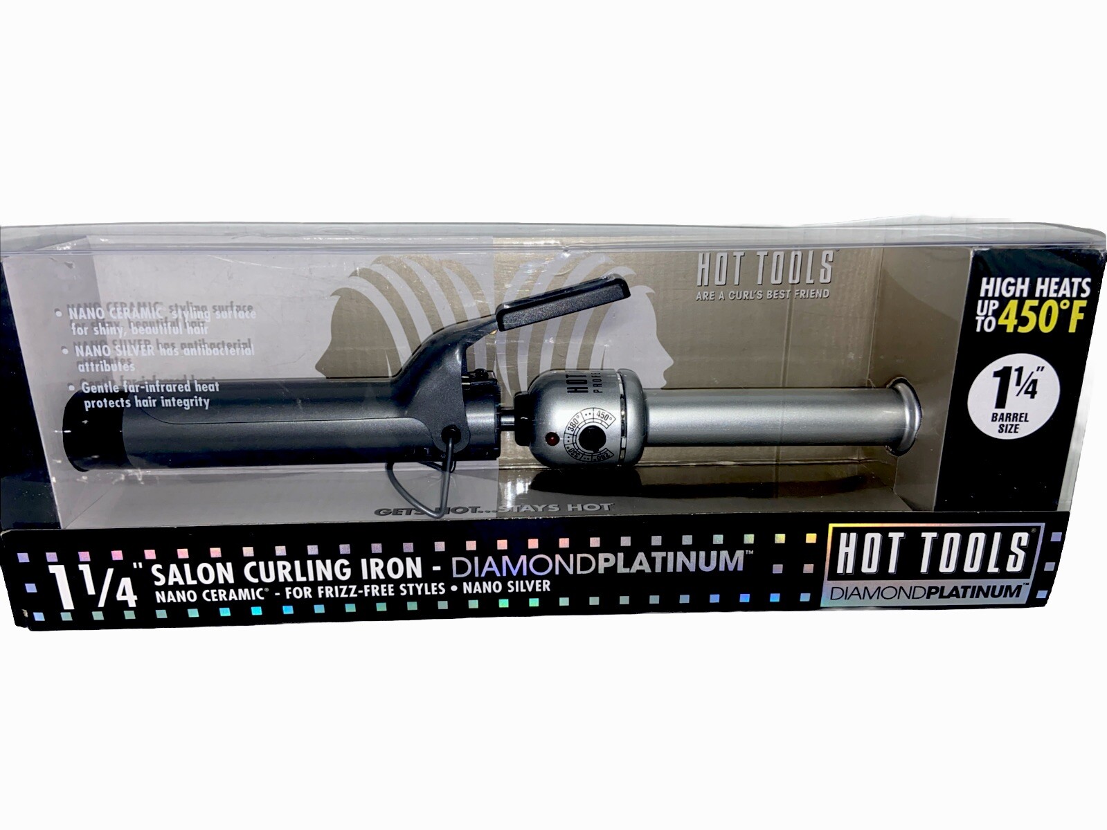 Hot Tools Diamond Platinum 1.5 Inch Salon Curling Iron