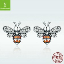 S925 Sterling Silver Stud Earring Little Bee Sweet CZ Style Anti-allergy Jewelry