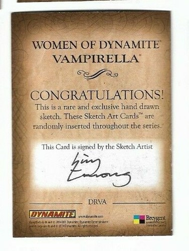 WOMEN OF DYNAMITE 2014 SDCC SKETCH CARD VAMPIRELLA SKETCHED BY HUY TRUONG - Picture 2 of 3