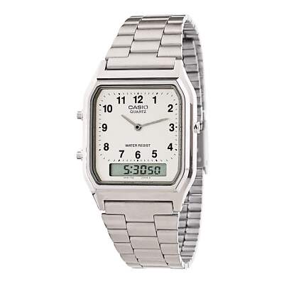 Casio Uhr Vintage Retro Dual Time Roman Steel AQ-230A-7BMQ