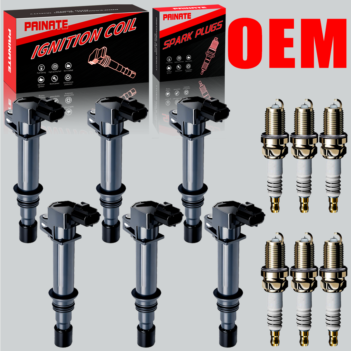 OEM 6X Ignition Coil & 6X Iridium Spark Plug For Dodge Dakota Jeep 3.7L V6 UF270