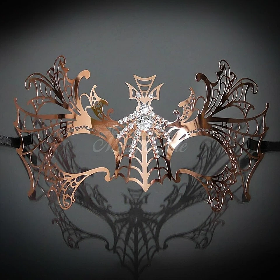 Couple's Filigree Metal Masks | Masquerade Masks Rose Gold - Image 3 of 4