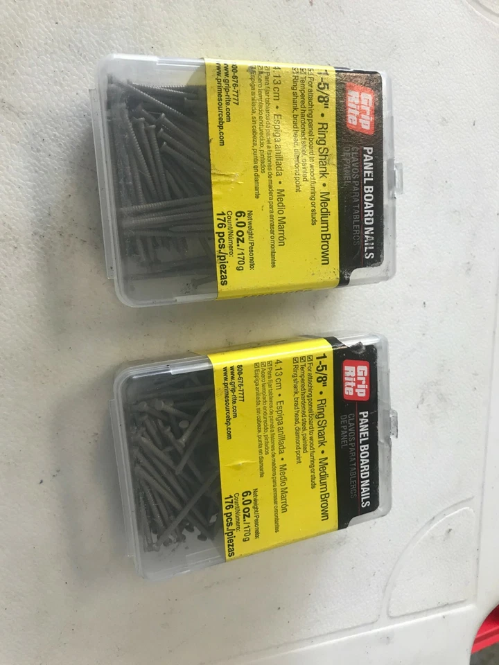 12 OZ Grip Rite 1-5/8" Largo MARRÓN MEDIO Panel Tablero Uñas Anillo Vástago 158PBMBR Foto 2 de 3