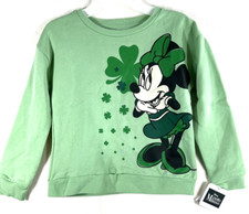 Minnie Mouse Disney St. Patrick's Day Sweatshirt Child S 6/6X Pullover Green NWT
