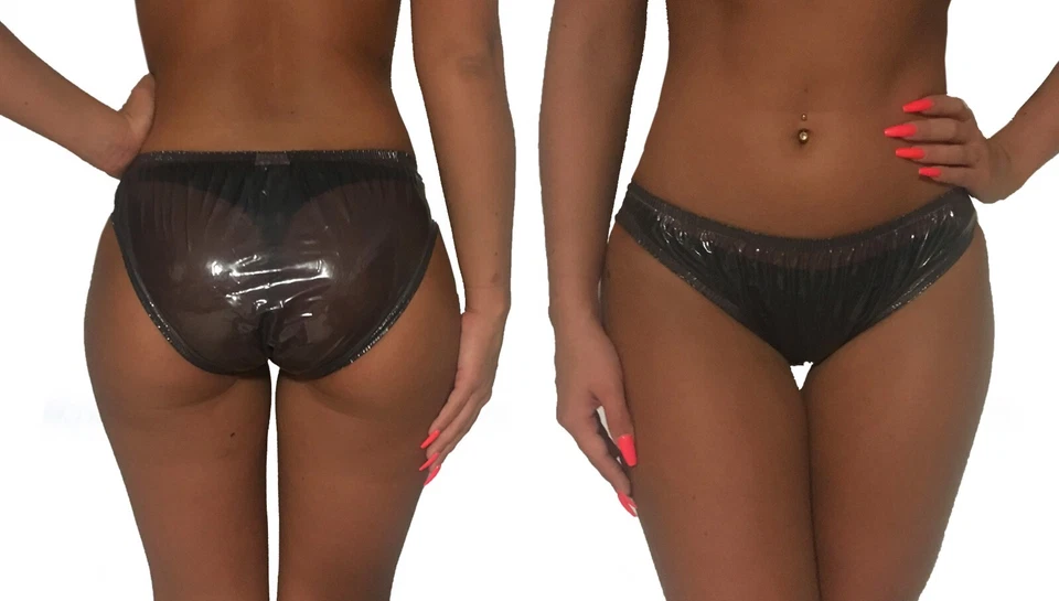 PVC Damen Slip 20053L schwarz transparent Optik sexy Plastikhöschen Gummihose - Bild 3 von 3