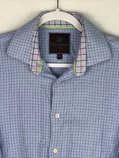 Tattersall London Shirt Mens 32 Blue Long Sleeve Button Up Shirt Neck 15.5