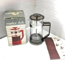 MELIOR PYREX FRANCE Small 3 Cup French Press New Old Stock 1970's clear Lucite