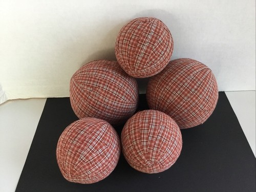 Farmhouse RAG BALLS set of 5 Homespun Autumn colors 3-4"dia Basket not included - Picture 3 of 3