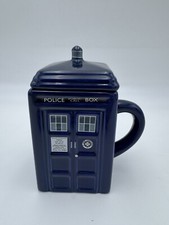 Dr. Who Tardis Police Call Box Mug Zeon BBC Ceramic Coffee Teacup with Lid NWOB