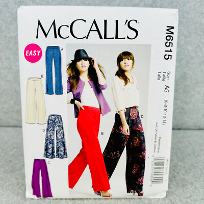McCalls 6515 Wide Leg Pants Flared Loose Pleats Misses Size 6 14 Pattern Easy