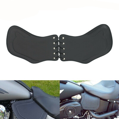 PU Leather Heat Saddle Shield Deflectors Black For Harley Road