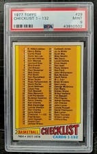 1977 Topps Basketball CHECKLIST GREYBACK PSA 9 MINT #29 ULTRA RARE GREY BACK