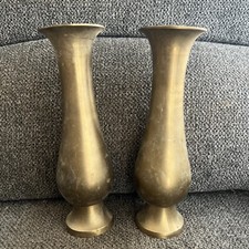2 Vintage 8”  Hosley Solid Brass Small Pitcher Vase Water