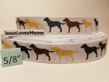 Grosgrain Ribbon Labrador Retriever Dogs Breeds Chocolate Labs Black Labs 5/8"