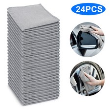 24Pcs Microfiber Cleaning Cloth 25cmx25cm Reusable Towels for Car Kitchen Glass