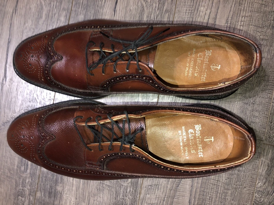 Bootmaster by Thom McAnn puntas de alas de cuero marrón hechas en EE. UU. para hombre talla 10 Foto 3 de 4