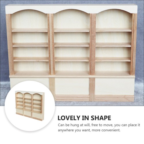 Miniature Bookcase Model Mini House Simulation Bookcase Wood Furniture Toy - Picture 6 of 12