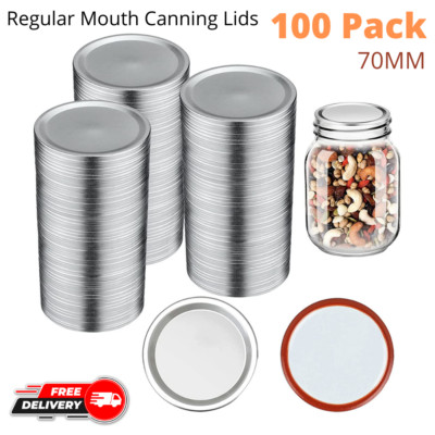 100Pcs Mason Jar Lids Regular Mouth 70mm Bulk Canning Lids Mason Jar Canning
