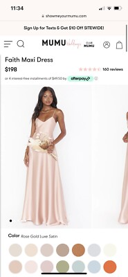Faith Maxi Dress ~ Rose Gold Luxe Satin M