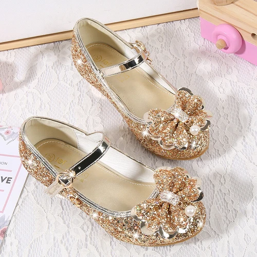 Kinder Mädchen Festliche Schuhe Absatz Glitzer Hochzeit Party Prinzessin Schuhe- - Bild 39 von 39