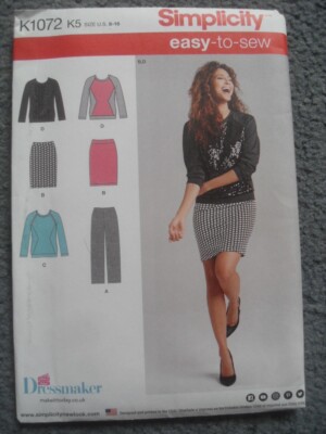 SIMPLICITY Schnittmuster K1072 Strickhose, Rock + Top Größe US 8 - 16 UNGESCHNITTEN