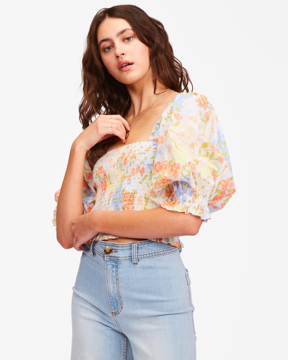 billabong perfectly puff sleeve top
